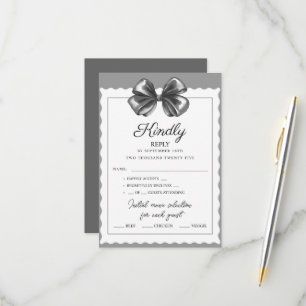Cartes RSVP Luxueux Nœud Noir Mariage.