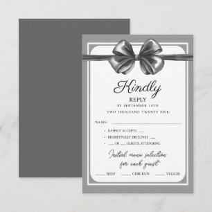 Cartes RSVP Luxueux Nœud Noir Mariage.