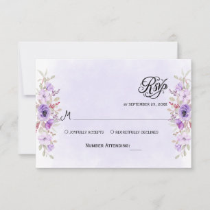 Cartes RSVP Luxury Purple Floral Wedding