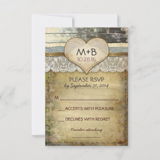 Cartes RSVP mariage campagnard (Devant)