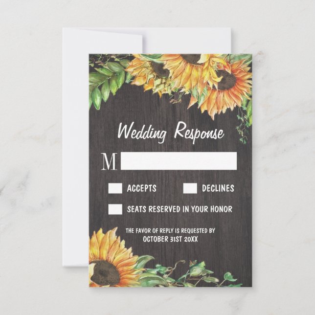 Cartes RSVP Mariage campagnard d'aquarelle de tour (Devant)