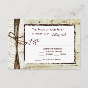 Cartes RSVP Mariage campagnard Rustique