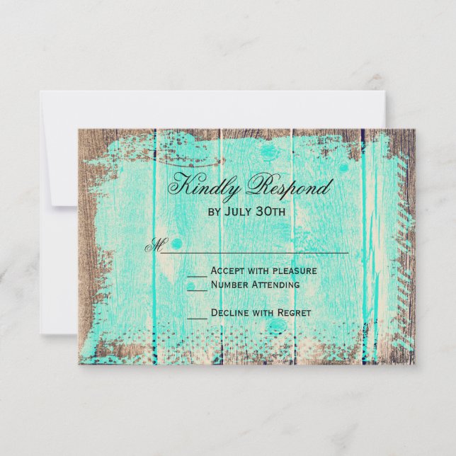 Cartes RSVP Mariage campagnard Rustique en Bois Aq (Devant)