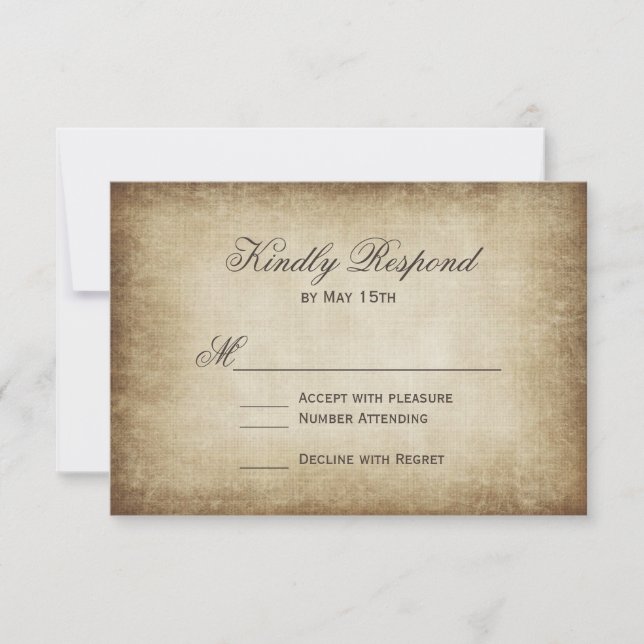 Cartes RSVP Mariage campagnard Rustique en papier  (Devant)