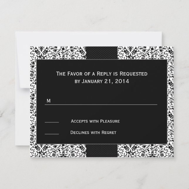 Cartes RSVP Mariage damassé (Devant)