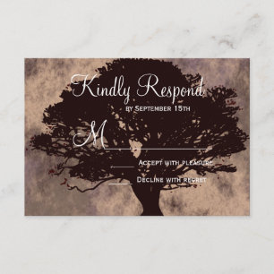 Cartes RSVP Mariage de automne Silhouette en chêne