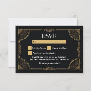 Cartes RSVP Mariage de Gatsby Vintage des années 1