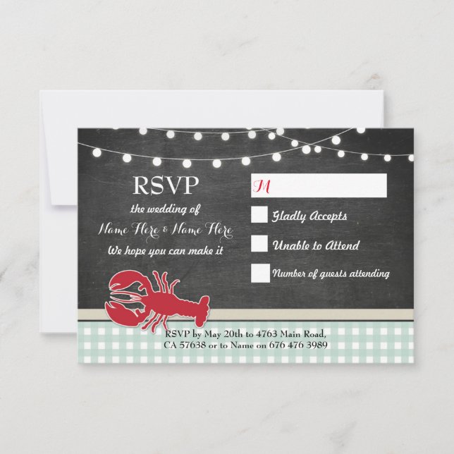 Cartes RSVP Mariage Ébullition Écrevisses Homard I (Devant)