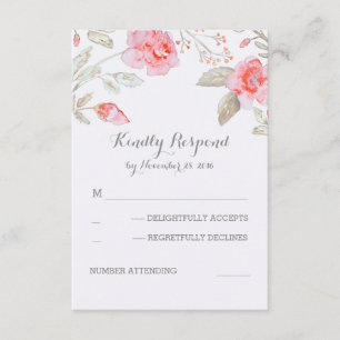 Cartes RSVP Mariage Fleurs Aquarelles Cute