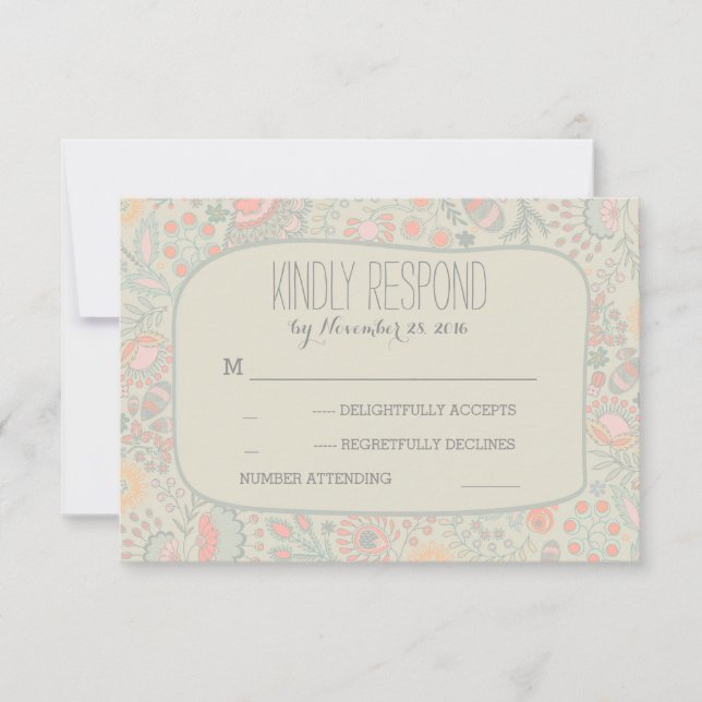 Cartes RSVP Mariage Fleurs mignonnes (Devant)