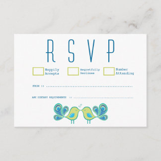 Cartes RSVP Mariage Inséparables Peacock