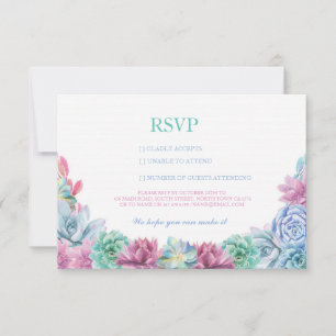 Cartes RSVP Mariage Pastel Rustique Succulents Flo
