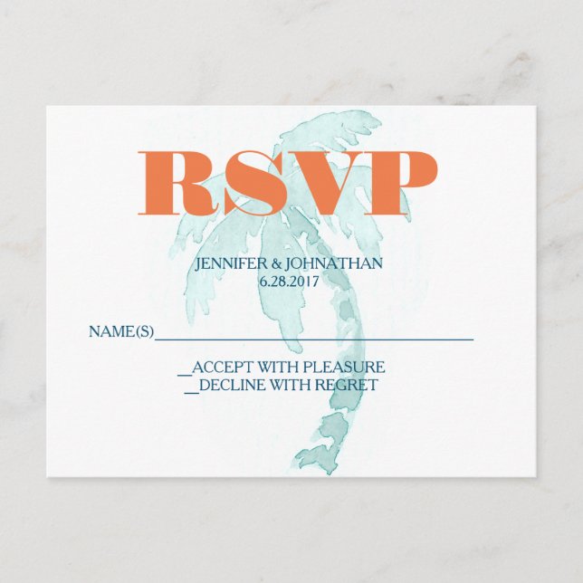 Cartes RSVP Mariage Typographie Palm (Devant)