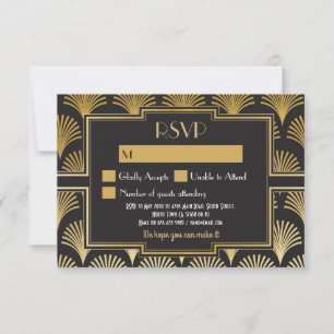 Cartes RSVP Mariage Vintage Gatsby Années 20 Répon