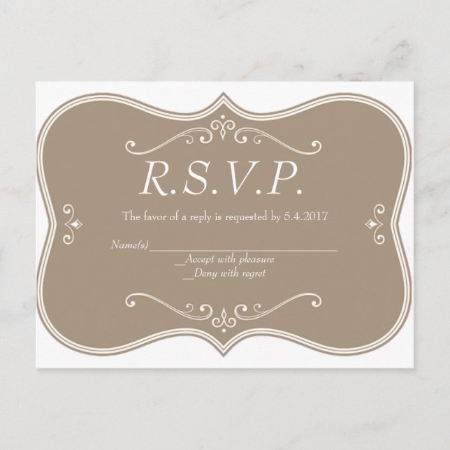 Cartes RSVP mariage vintages (Devant)