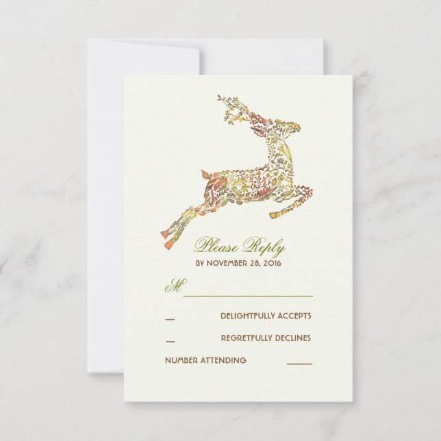 Cartes RSVP Mariages de automne de cerfs (Devant)