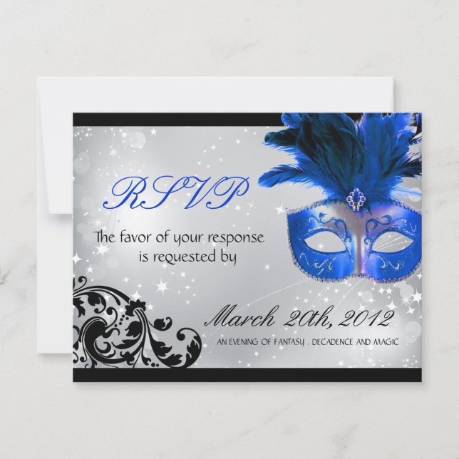 Cartes RSVP Masquerade Wedding (Devant)