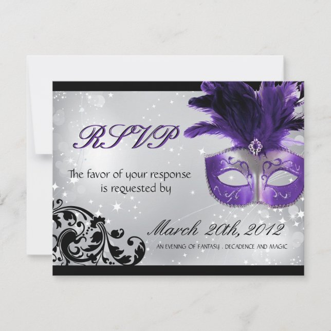Cartes RSVP Masquerade Wedding (Devant)
