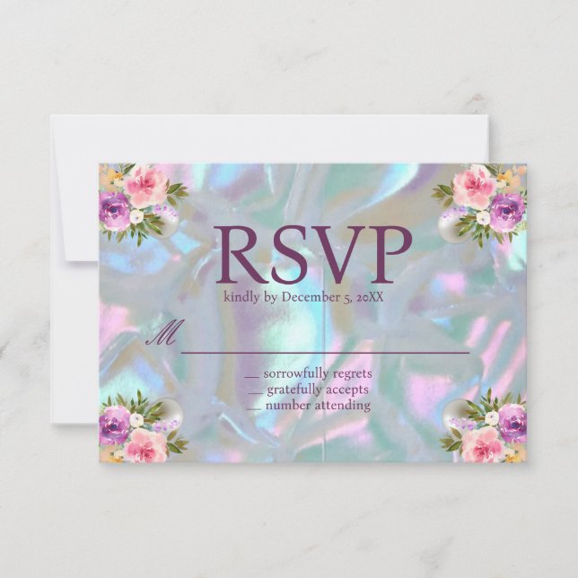 Cartes RSVP Mère de Pearl Iridescente (Devant)