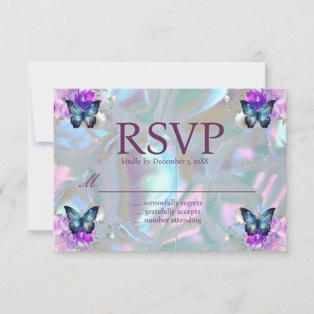 Cartes RSVP Mère de Pearl Iridescente (Devant)