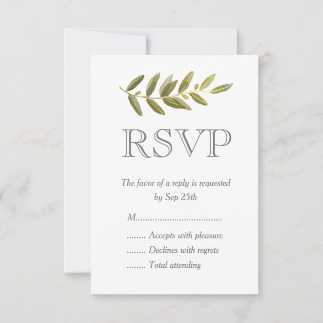Cartes RSVP minimalistes pour mariage en feuille d (Devant)
