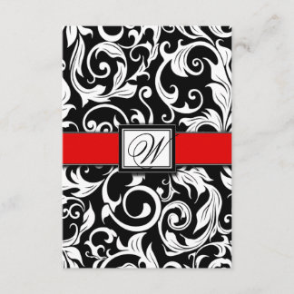 Cartes RSVP Monogram Black & Red Mariage damassé