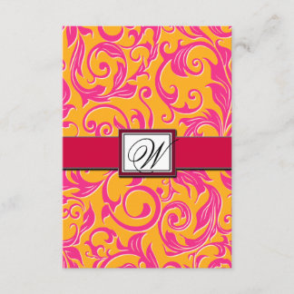 Cartes RSVP Monogram Damask Orange & Rose Wedding
