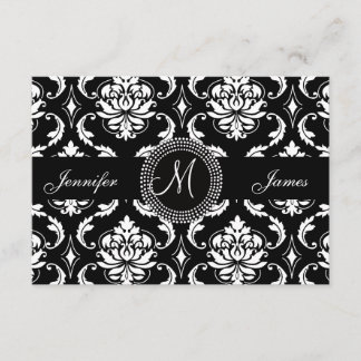 Cartes RSVP Monogram Damask pour Invitation Carré