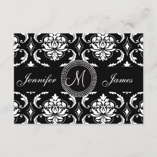 Cartes RSVP Monogram Damask pour Invitation Carré