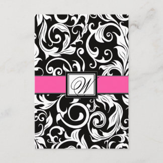 Cartes RSVP Monogramme Rose-Chaud Mariage damassé