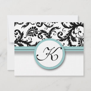 Cartes RSVP-Noir & Blanc Damas Aqua Trier