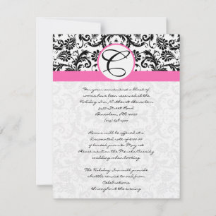 Cartes RSVP-Noir & Blanc Damas Hot Pink Trier