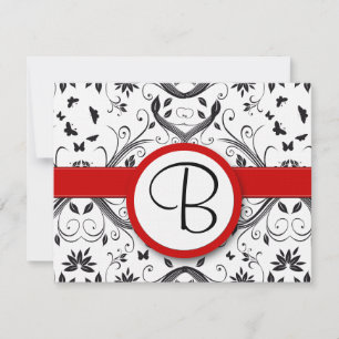 Cartes RSVP-Noir & Blanc Damas Trier Rouge