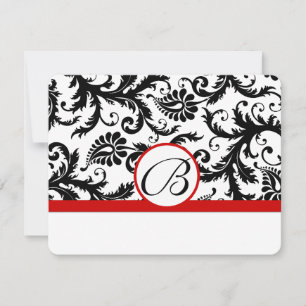 Cartes RSVP-Noir & Blanc Damas Trier Rouge