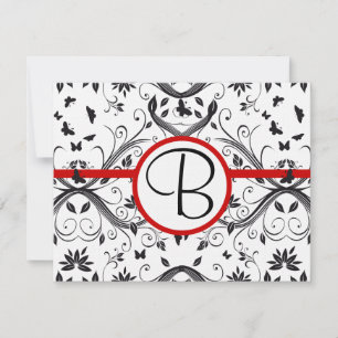 Cartes RSVP-Noir & Blanc Damas Trier Rouge