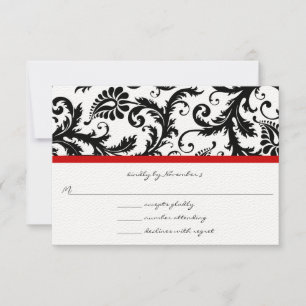 Cartes RSVP-Noir & Blanc Damas Trier Rouge