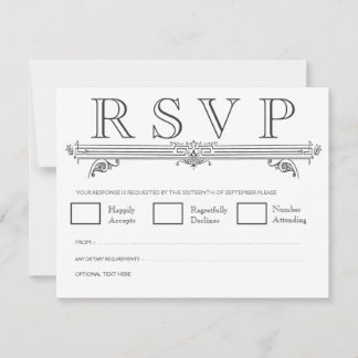 Cartes RSVP Noir & Blanc Quatrefoil Wedding