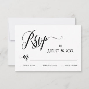 Cartes RSVP noir et blanc avec fioritures élaborée