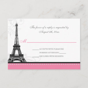Cartes RSVP Parisiennes Roses Eiffel