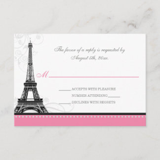 Cartes RSVP Parisiennes Roses Eiffel