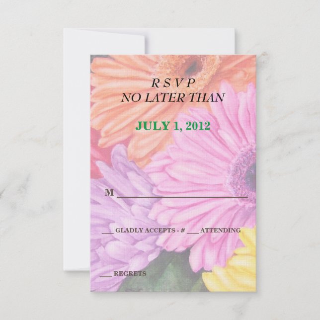 CARTES RSVP PERSONNALISABLES GERBERS AUX COULEURS  (Devant)