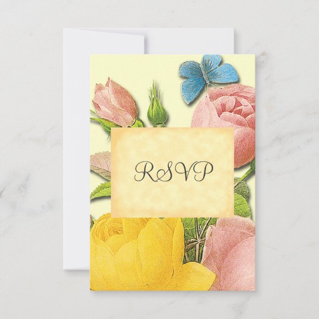 Cartes RSVP personnalisées pour Rose et Jaune (Devant)