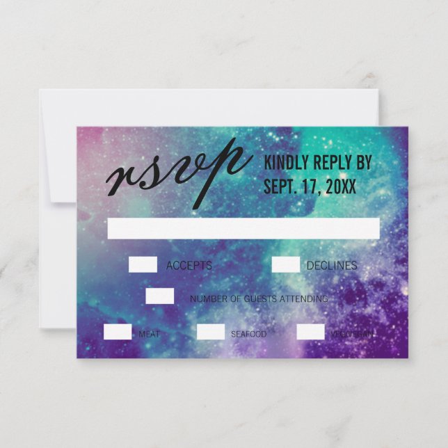 Cartes RSVP personnalisées Smokey Galaxy Wedding (Devant)
