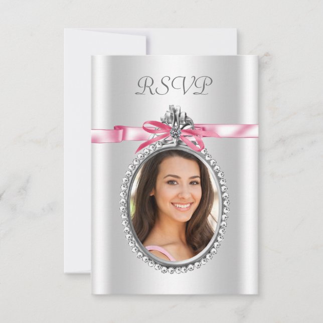 Cartes RSVP photo rose blanc (Devant)