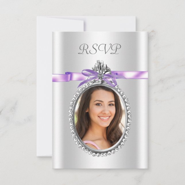 Cartes RSVP photo violet lavande (Devant)
