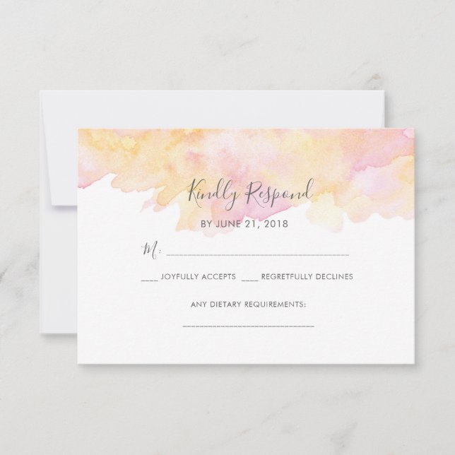 Cartes RSVP Pink & Peach Watercolor (Devant)