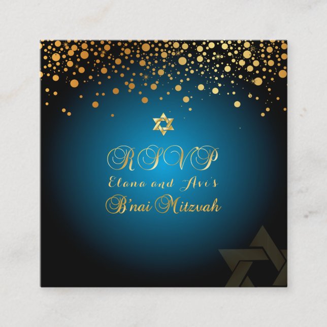 Cartes RSVP PixDezines DAZZLED OR/B'nai Mitzvah (Devant)