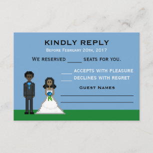 Cartes RSVP Pixel Gamer Mariée & Mariage de chambr