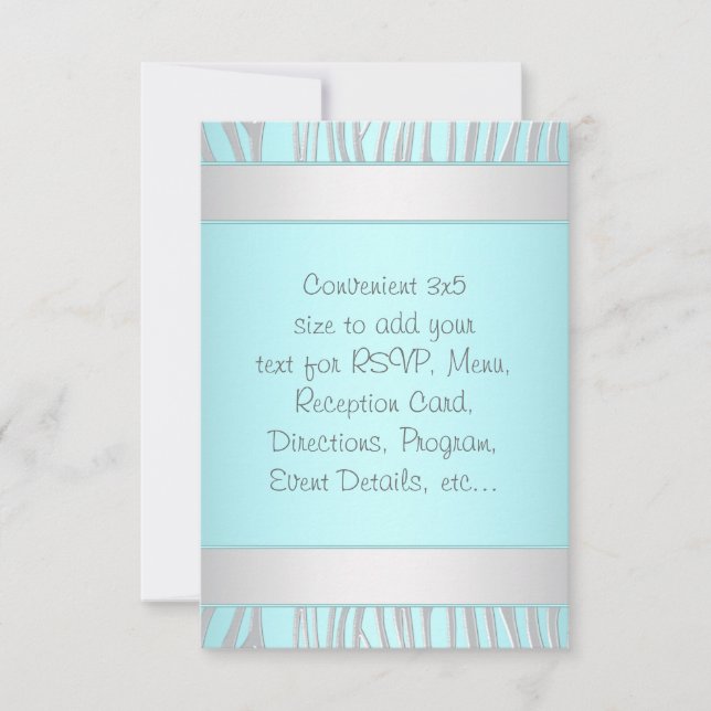 Cartes RSVP Polyvalentes Zèbre Bleu sarcelle (Devant)