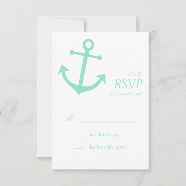Cartes RSVP pour Ancre nautique (Vert pâle) (Devant)